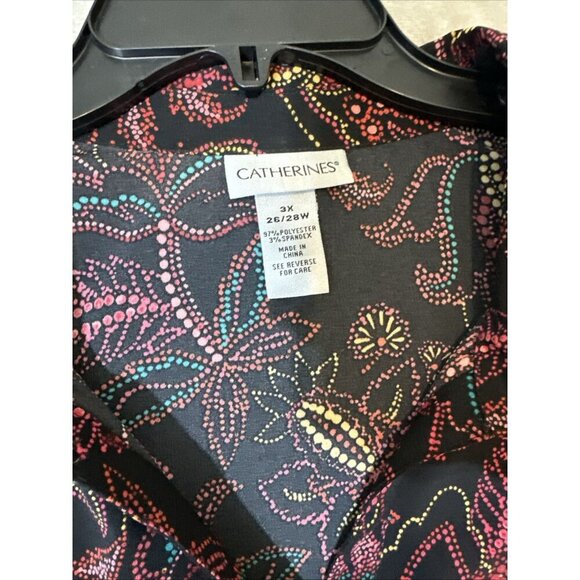 Women’s Catherines Button Up Paisley 3/4 Roll Tab Sleeves Multicolored plus 3X - Picture 4 of 13